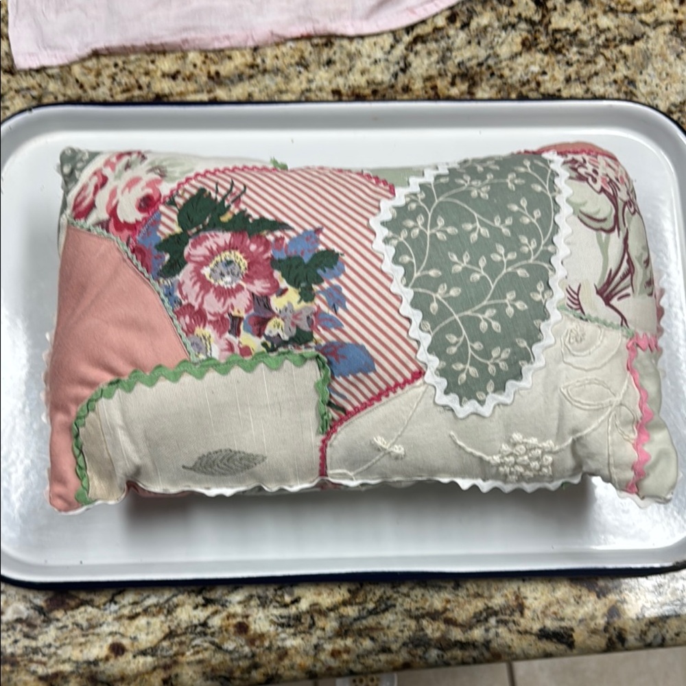 Pillow Vintage Patchwork Rick Rack Pillow with Floral Design